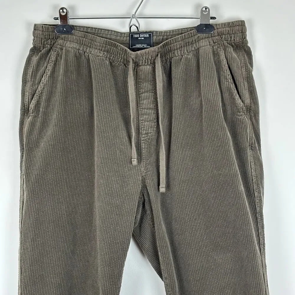 Todd Snyder Brown Corduroy Weekend Pant Pull On Ankle Large Pockets